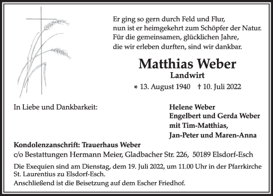 Anzeige von Matthias Weber von  Werbepost 