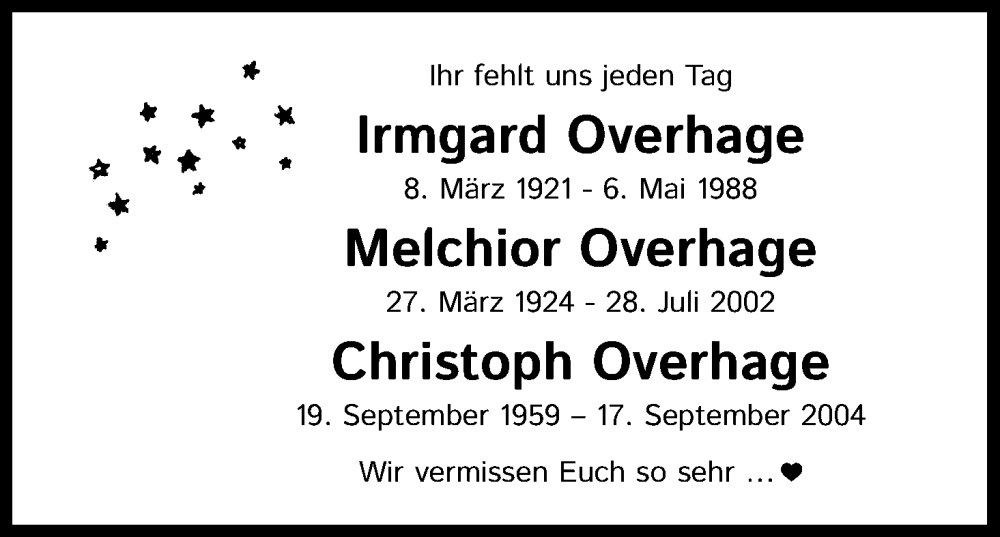  Traueranzeige für Melchior Overhage vom 18.07.2023 aus Kölner Stadt-Anzeiger / Kölnische Rundschau / Express