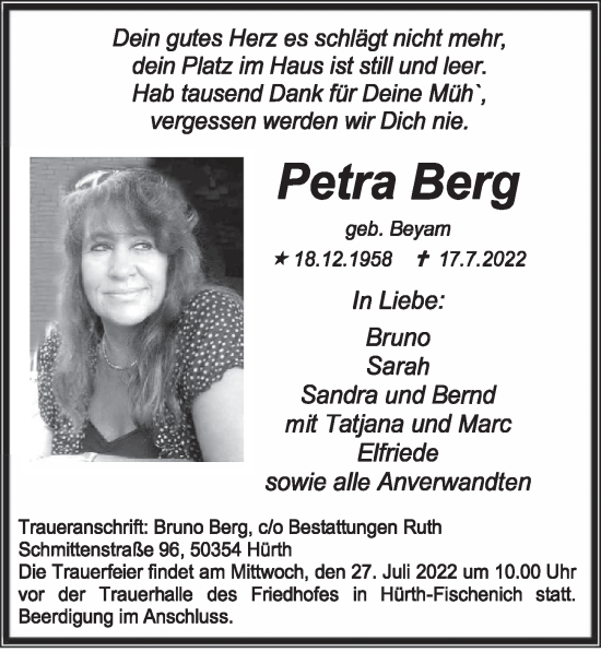 Anzeige von Petra Berg von  Wochenende 
