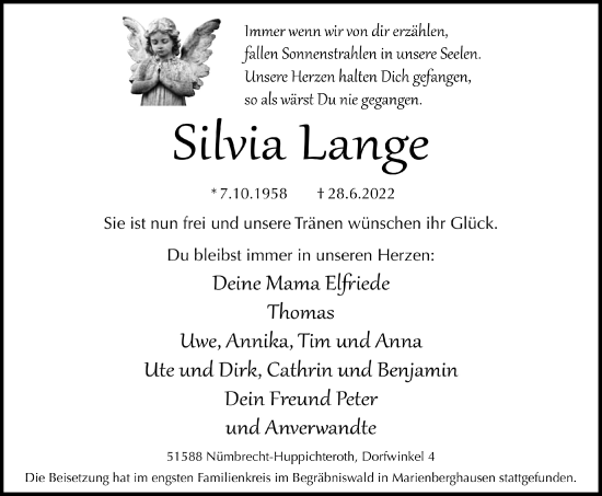 Anzeige von Silvia Lange von  Lokalanzeiger 