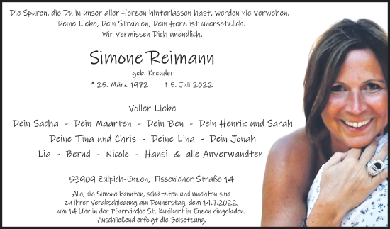 Anzeige von Simone Reimann von  Blickpunkt Euskirchen 