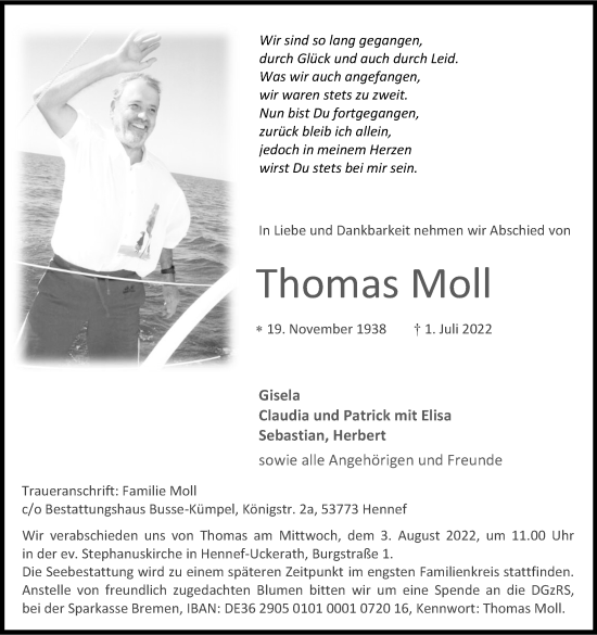 Anzeige von Thomas Moll von Kölner Stadt-Anzeiger / Kölnische Rundschau / Express