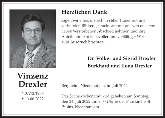 Anzeige von Vinzenz Drexler von  Werbepost 