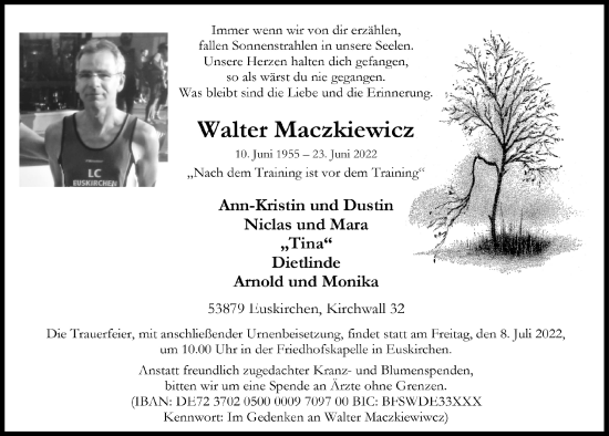 Anzeige von Walter Maczkiewicz von  Blickpunkt Euskirchen 