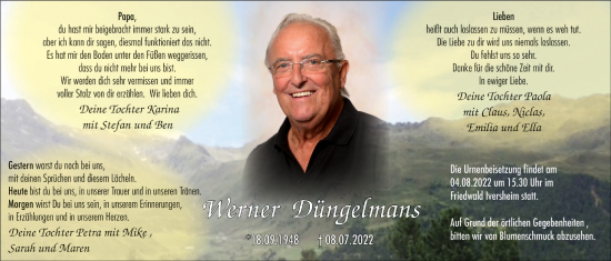 Anzeige von Werner Düngelmans von  Blickpunkt Euskirchen 