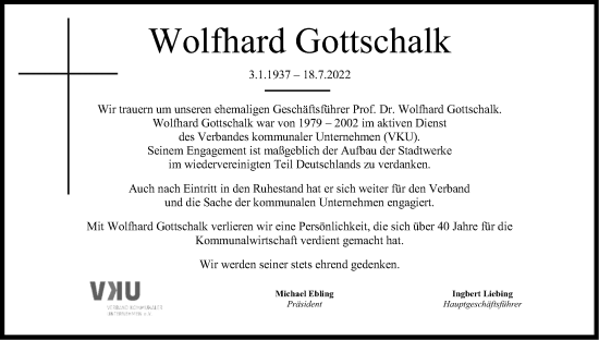 Anzeige von Wolfhard Gottschalk von Kölner Stadt-Anzeiger / Kölnische Rundschau / Express