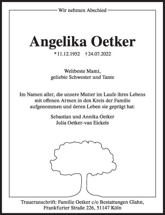 Anzeige von Angelika Oetker von  EXPRESS - Die Woche 