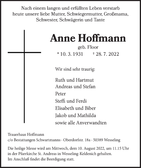 Anzeige von Anne Hoffmann von  Schlossbote/Werbekurier 