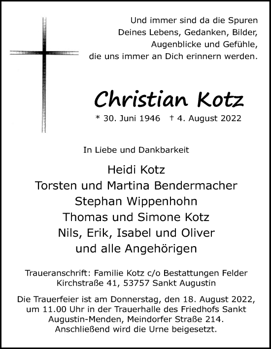 Anzeige von Christian Kotz von Kölner Stadt-Anzeiger / Kölnische Rundschau / Express