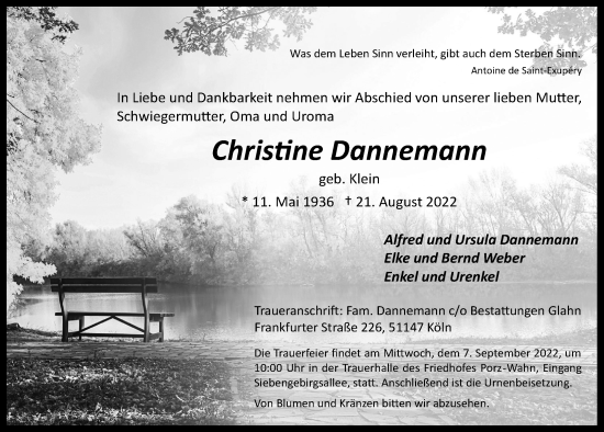 Anzeige von Christine Dannemann von  EXPRESS - Die Woche 