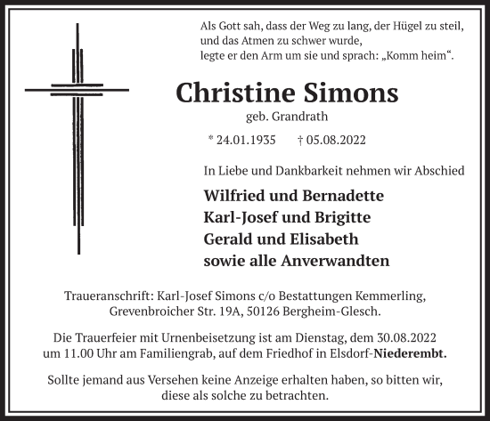 Anzeige von Christine Simons von  Werbepost 