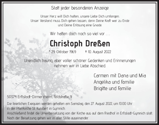 Anzeige von Christoph Drellen von  Werbepost 