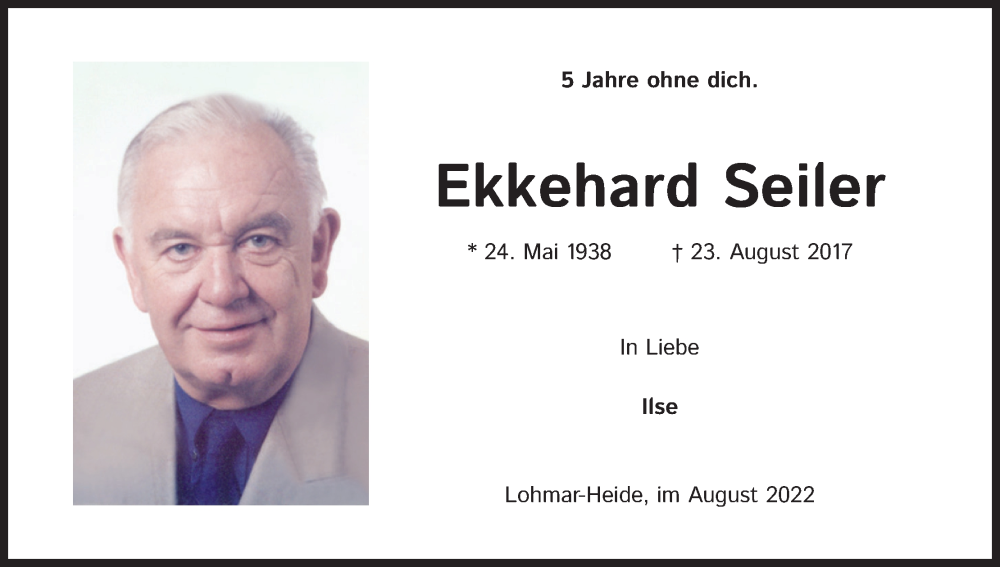  Traueranzeige für Ekkehard Seiler vom 23.08.2022 aus Kölner Stadt-Anzeiger / Kölnische Rundschau / Express