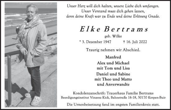Anzeige von Elke Bertrams von  Werbepost 
