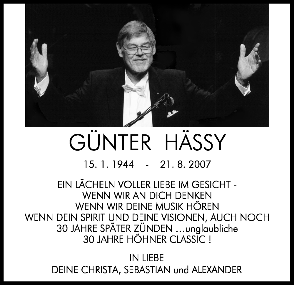  Traueranzeige für Günter Hässy vom 18.07.2023 aus Kölner Stadt-Anzeiger / Kölnische Rundschau / Express