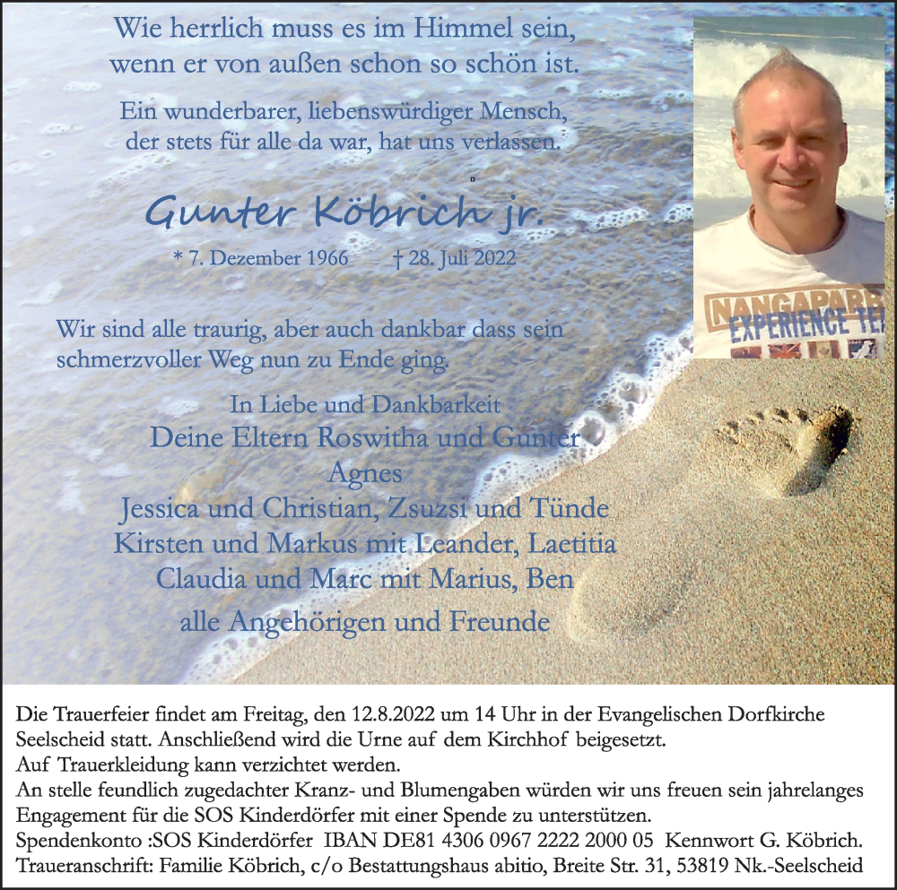  Traueranzeige für Gunter Körbrich vom 06.08.2022 aus Kölner Stadt-Anzeiger / Kölnische Rundschau / Express