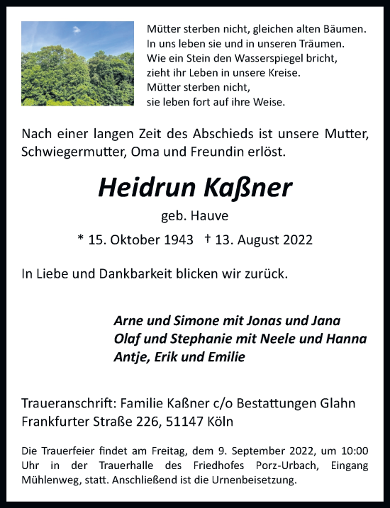 Anzeige von Heidrun Kaßner von  EXPRESS - Die Woche 