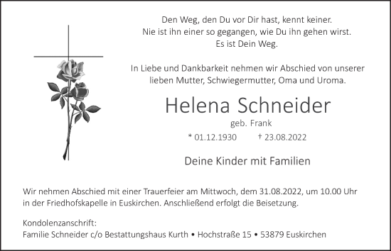 Anzeige von Helena Schneider von  Blickpunkt Euskirchen 