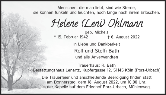 Anzeige von Helene Ohlmann von  EXPRESS - Die Woche 