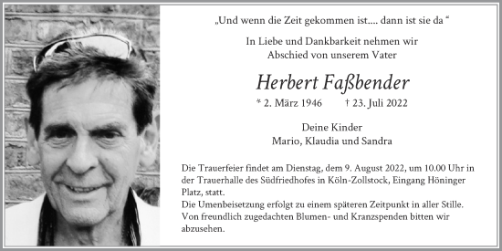 Anzeige von Herbert Faßbender von  Schlossbote/Werbekurier 