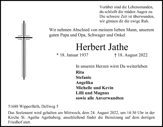 Anzeige von Herbert Jathe von Kölner Stadt-Anzeiger / Kölnische Rundschau / Express