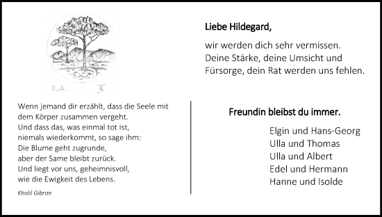 Anzeige von Hildegard  von Kölner Stadt-Anzeiger / Kölnische Rundschau / Express