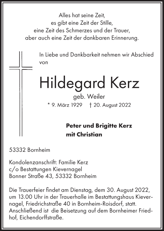 Anzeige von Hildegard Kerz von  Schaufenster/Blickpunkt 