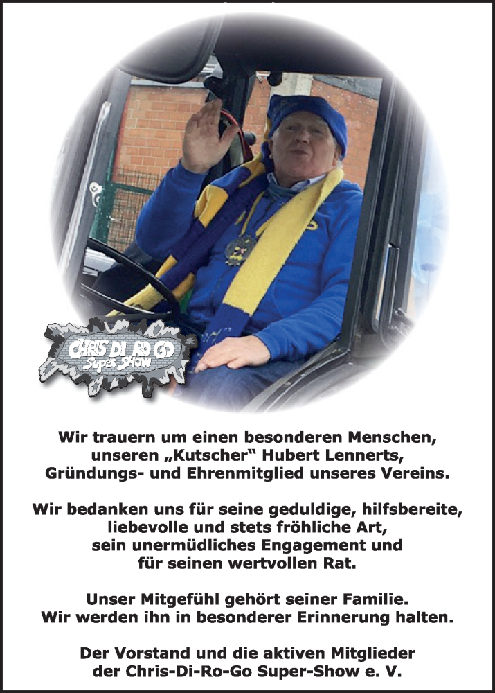 Traueranzeige für Hubert Lennerts vom 06.08.2022 aus Kölner Stadt-Anzeiger / Kölnische Rundschau / Express