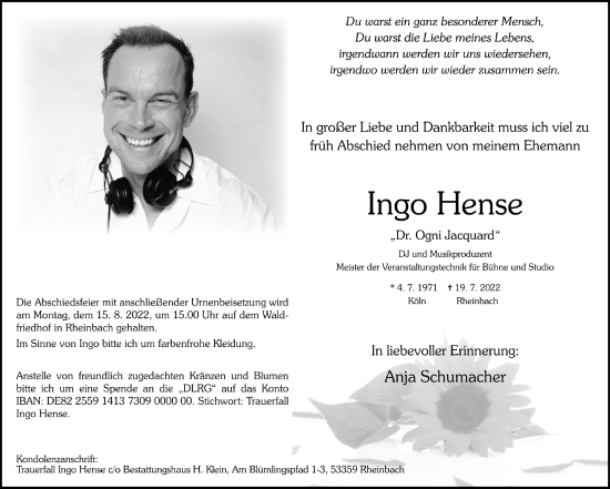 Anzeige von Ingo Hense von  Schaufenster/Blickpunkt 