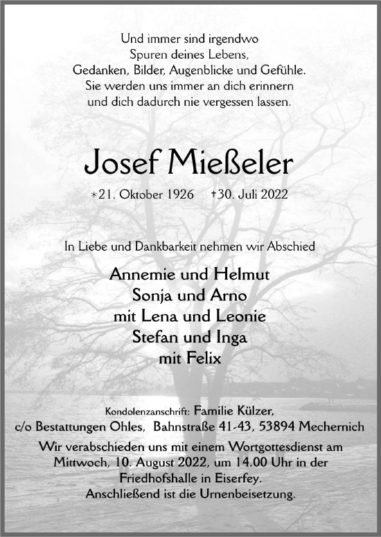 Anzeige von Josef Mießeler von  Blickpunkt Euskirchen 