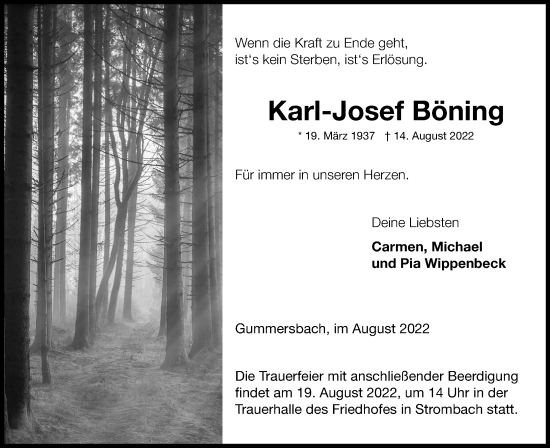 Anzeige von Karl-Josef Böning von Kölner Stadt-Anzeiger / Kölnische Rundschau / Express