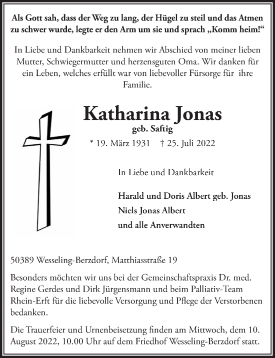 Anzeige von Katharina Jonas von  Schlossbote/Werbekurier 