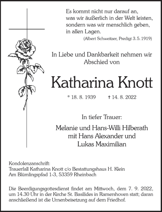 Anzeige von Katharina Knott von  Schaufenster/Blickpunkt 