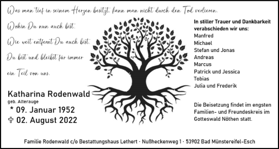 Anzeige von Katharina Rodenwald von  Blickpunkt Euskirchen 
