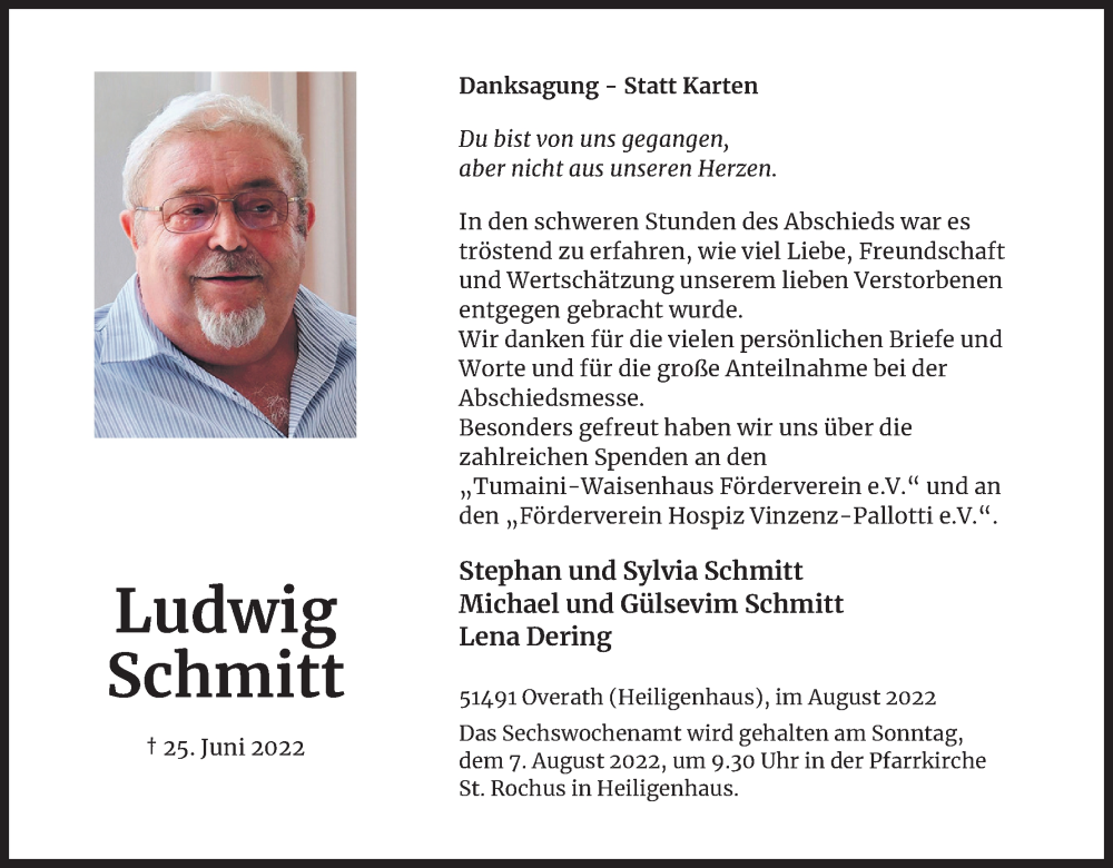  Traueranzeige für Ludwig Schmitt vom 03.08.2022 aus Kölner Stadt-Anzeiger / Kölnische Rundschau / Express