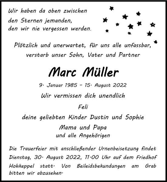 Anzeige von Marc Müller von  Bergisches Handelsblatt 