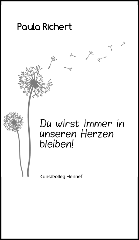 Anzeige von Paula Richert von Kölner Stadt-Anzeiger / Kölnische Rundschau / Express