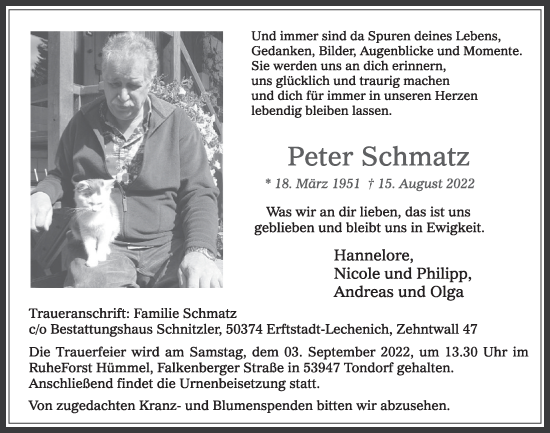 Anzeige von Peter Schmatz von  Werbepost 