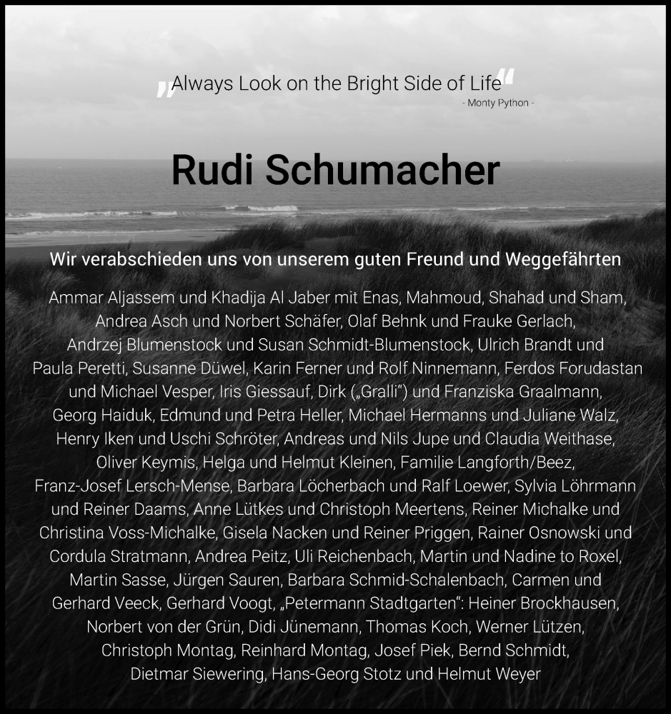  Traueranzeige für Rudi Schumacher vom 17.08.2022 aus Kölner Stadt-Anzeiger / Kölnische Rundschau / Express