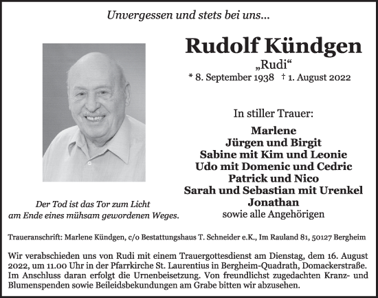 Anzeige von Rudolf Kündgen von  Werbepost 