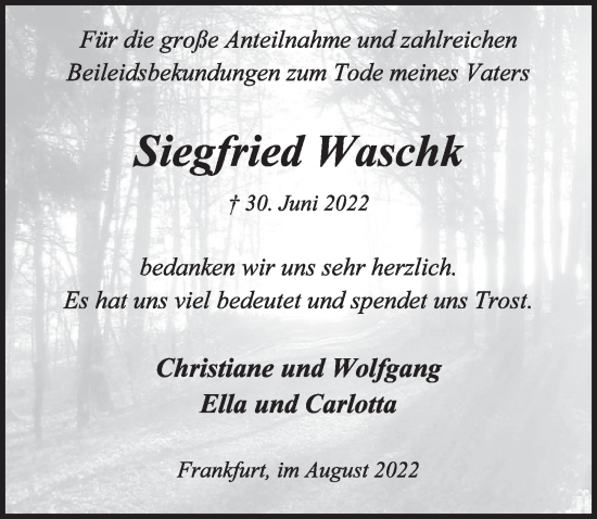 Anzeige von Siegfried Waschk von  Werbepost 