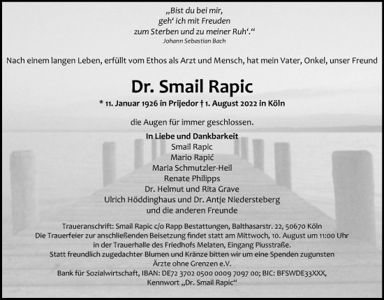 Anzeige von Smail Rapic von Kölner Stadt-Anzeiger / Kölnische Rundschau / Express