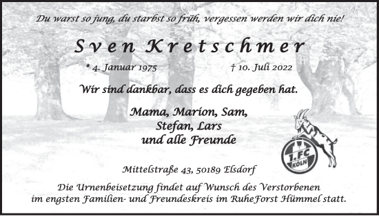 Anzeige von Sven Kretschmer von  Werbepost 