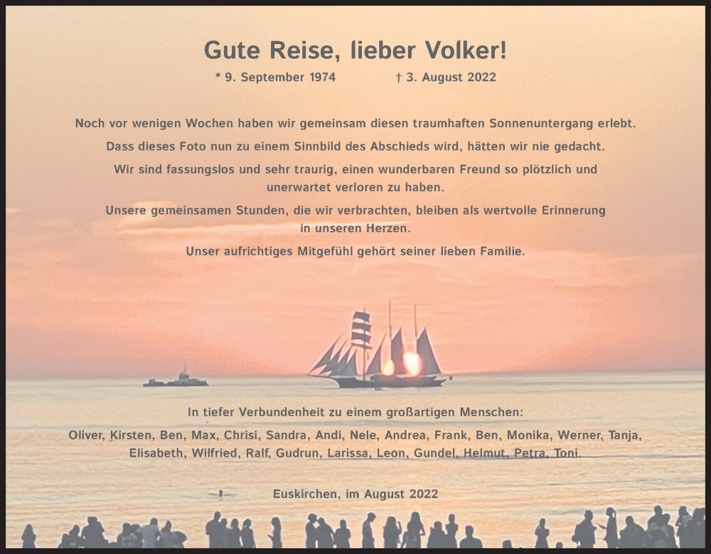  Traueranzeige für Volker  vom 20.08.2022 aus Kölner Stadt-Anzeiger / Kölnische Rundschau / Express