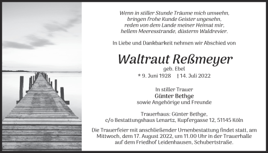Anzeige von Waltraut Reßmeyer von  EXPRESS - Die Woche 