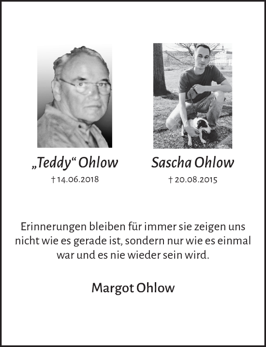 Anzeige von „Teddy“ Ohlow von  Schlossbote/Werbekurier 