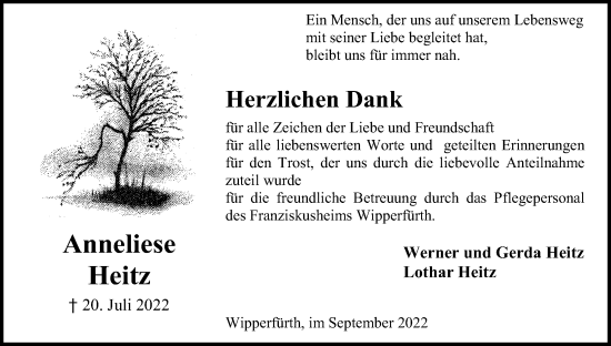 Anzeige von Anneliese Heitz von Kölner Stadt-Anzeiger / Kölnische Rundschau / Express