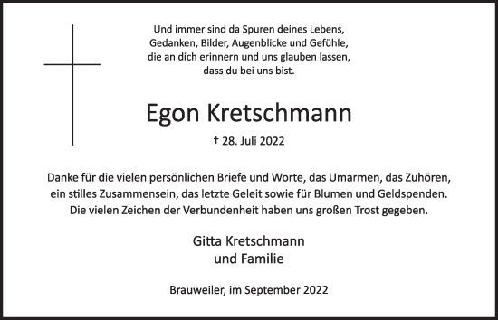 Anzeige von Egon Kretschmann von  Wochenende 
