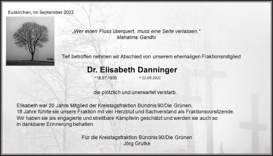 Anzeige von Elisabeth Danninger von  Blickpunkt Euskirchen 