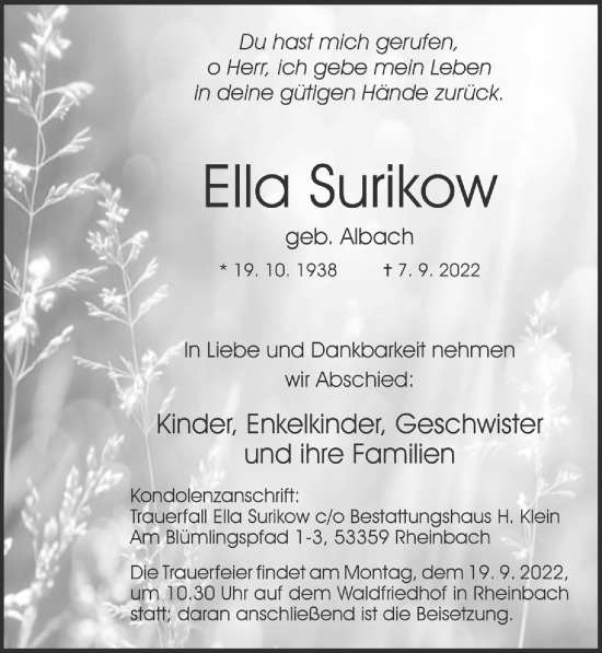 Anzeige von Ella Surikow von  Schaufenster/Blickpunkt 